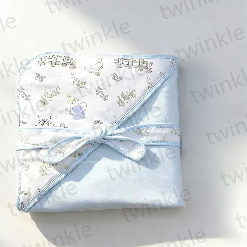 Тонкая пелёнка-конверт из хлопка с треугольным капюшоном для младенцев (4)