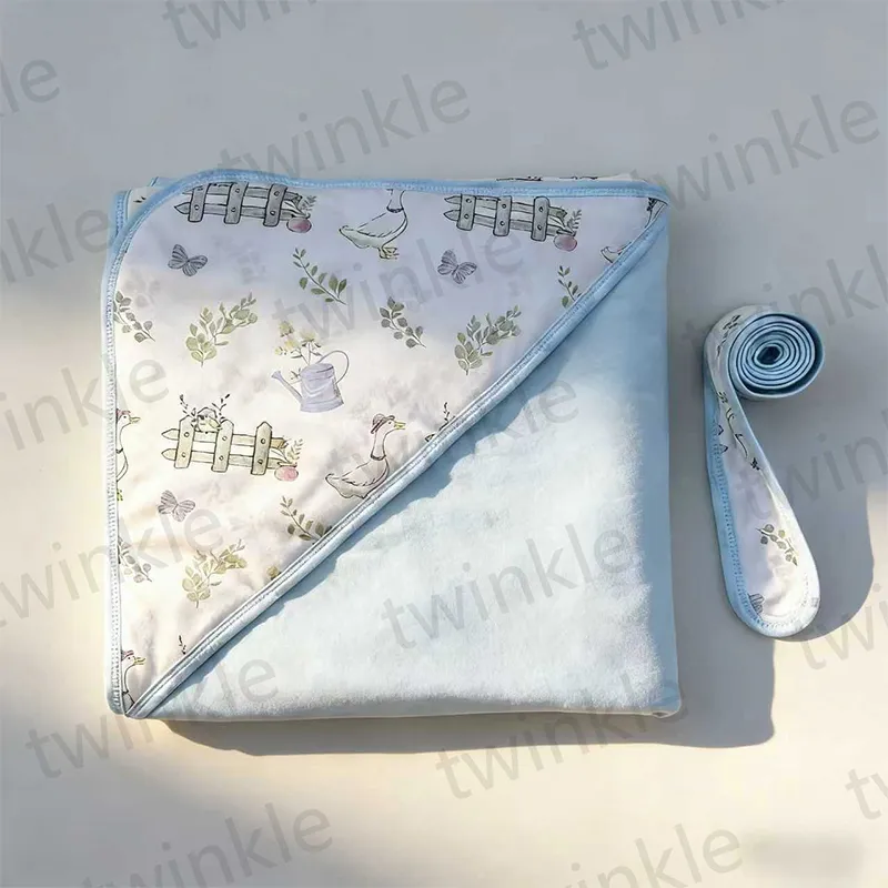 Тонкая пелёнка-конверт из хлопка с треугольным капюшоном для младенцев (5)